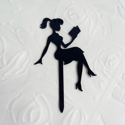 Melns, akrils, daudz laimes dzimšanas dienas kūkas virspapīrs, augstpapēžu kurpes, dāmu meitenes zelta kūkas toperes Desertu dzimšanas dienas kūku rotājumi ballīšu piederumi