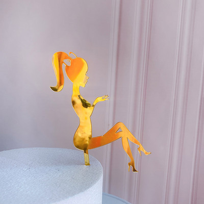 Melns, akrils, daudz laimes dzimšanas dienas kūkas virspapīrs, augstpapēžu kurpes, dāmu meitenes zelta kūkas toperes Desertu dzimšanas dienas kūku rotājumi ballīšu piederumi