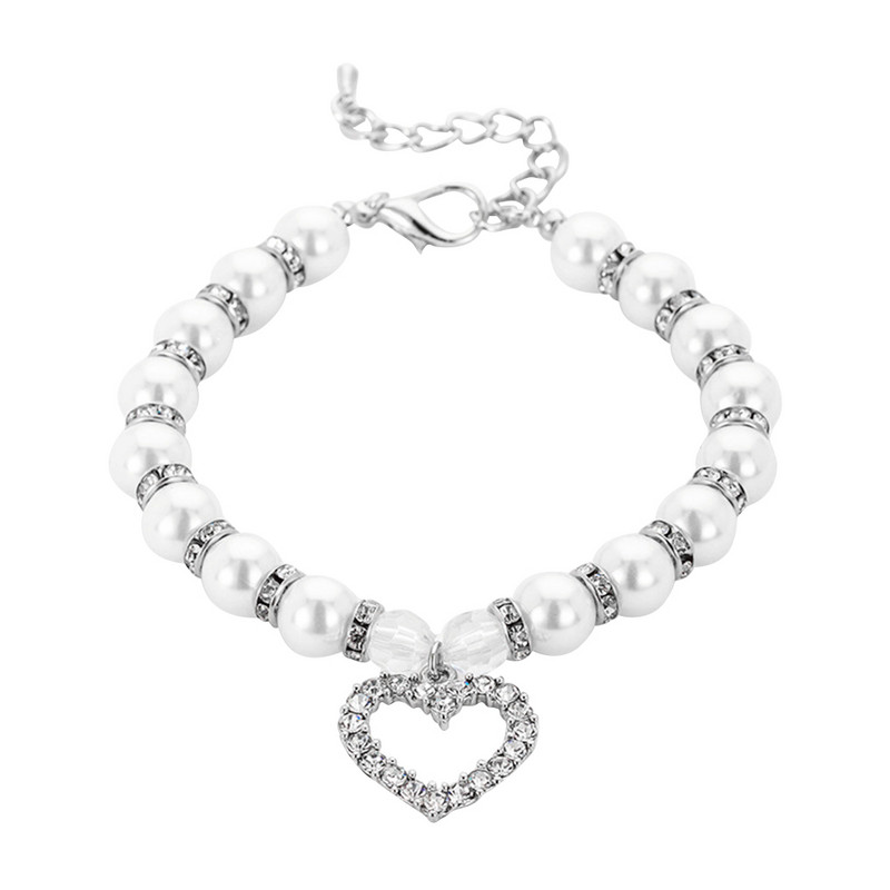 Mīlestības kulons rotaslietas cūciņa pērļu kaklarota mājdzīvnieku apkakles dāvanu aksesuāri modes kucēns regulējama ķēde kalnu strēles piekariņi suns kaķis