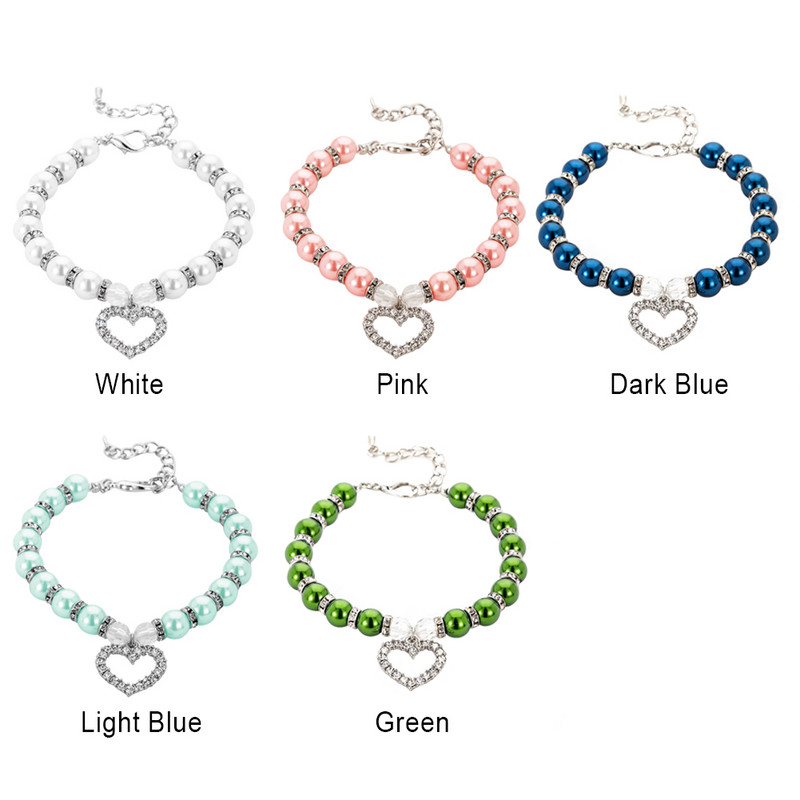 Mīlestības kulons rotaslietas cūciņa pērļu kaklarota mājdzīvnieku apkakles dāvanu aksesuāri modes kucēns regulējama ķēde kalnu strēles piekariņi suns kaķis