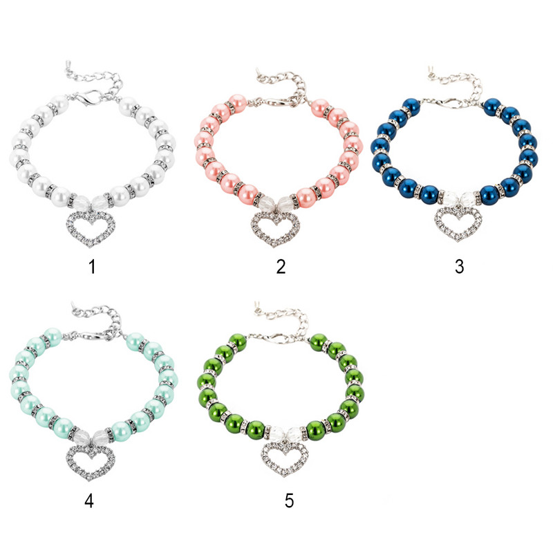 Mīlestības kulons rotaslietas cūciņa pērļu kaklarota mājdzīvnieku apkakles dāvanu aksesuāri modes kucēns regulējama ķēde kalnu strēles piekariņi suns kaķis