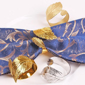 6Gb rudens lapu salvešu gredzeni zelta sudraba kristību rokassprādzes metāla salvešu turētājs kāzu dāvanas kristību dušas ballītes dekors