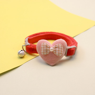 Plīša kaķa kakla siksna multfilmas sirds bantītes rotājums suņa kakla siksna ar zvana kakla siksnu, rotājums mājdzīvnieku kaklasiksna Mājdzīvnieku piederumi kaķu piederumi