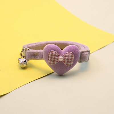 Plīša kaķa kakla siksna multfilmas sirds bantītes rotājums suņa kakla siksna ar zvana kakla siksnu, rotājums mājdzīvnieku kaklasiksna Mājdzīvnieku piederumi kaķu piederumi