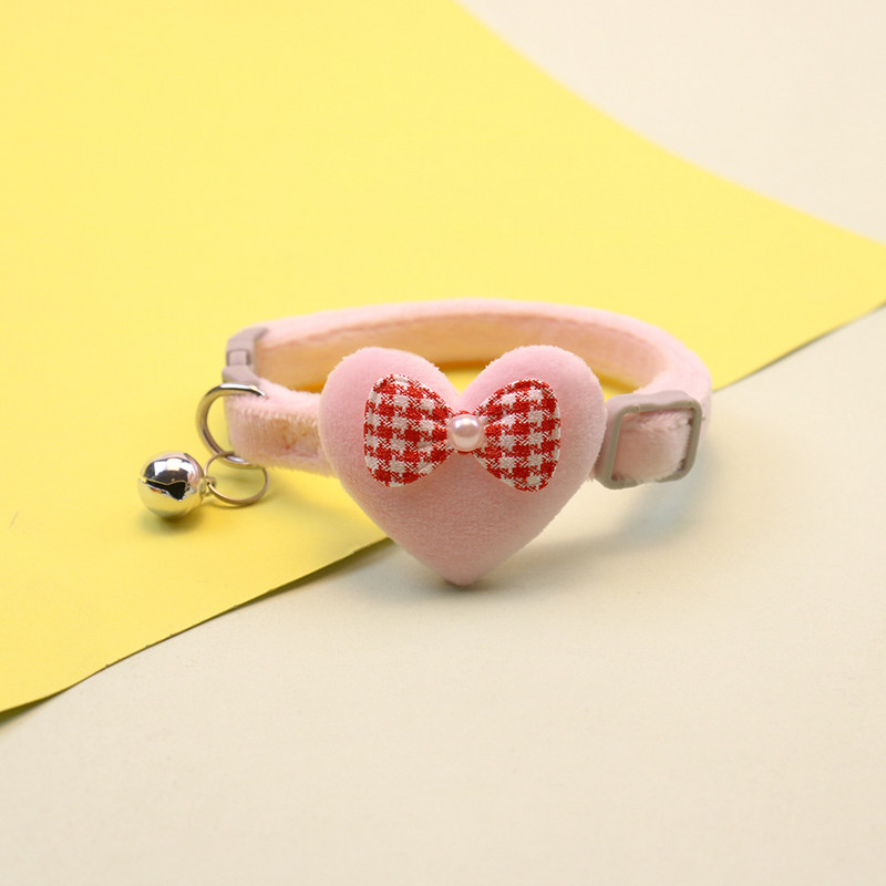 Plīša kaķa kakla siksna multfilmas sirds bantītes rotājums suņa kakla siksna ar zvana kakla siksnu, rotājums mājdzīvnieku kaklasiksna Mājdzīvnieku piederumi kaķu piederumi