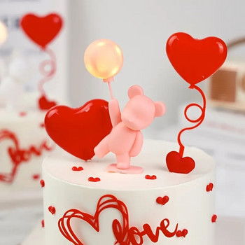 4 бр. Декорация на торта Безплатно сгъване Вмъкване на картичка за Свети Валентин Балон във формата на сърце Вмъкване на любовна картичка за торта