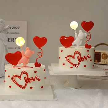 4 бр. Декорация на торта Безплатно сгъване Вмъкване на картичка за Свети Валентин Балон във формата на сърце Вмъкване на любовна картичка за торта