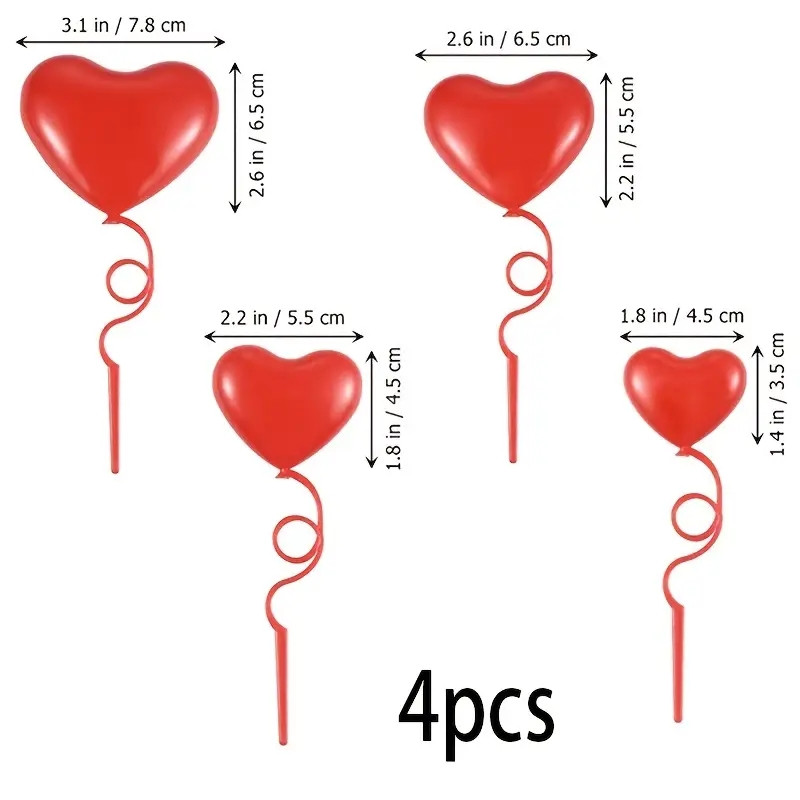 4 бр. Декорация на торта Безплатно сгъване Вмъкване на картичка за Свети Валентин Балон във формата на сърце Вмъкване на любовна картичка за торта