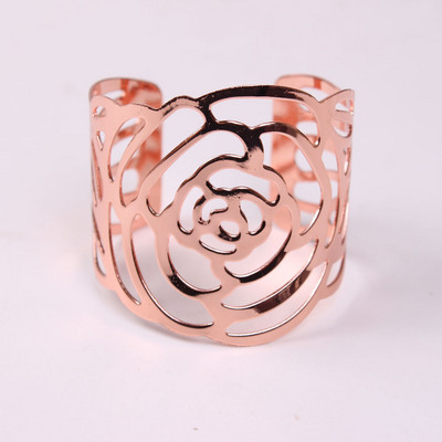 6 gab Metāla galda salvešu turētāji Dobi salvešu gredzeni Rožu salvešu turētājs Kāzu dzimšanas dienas ballītes vakariņu galda dekorēšana