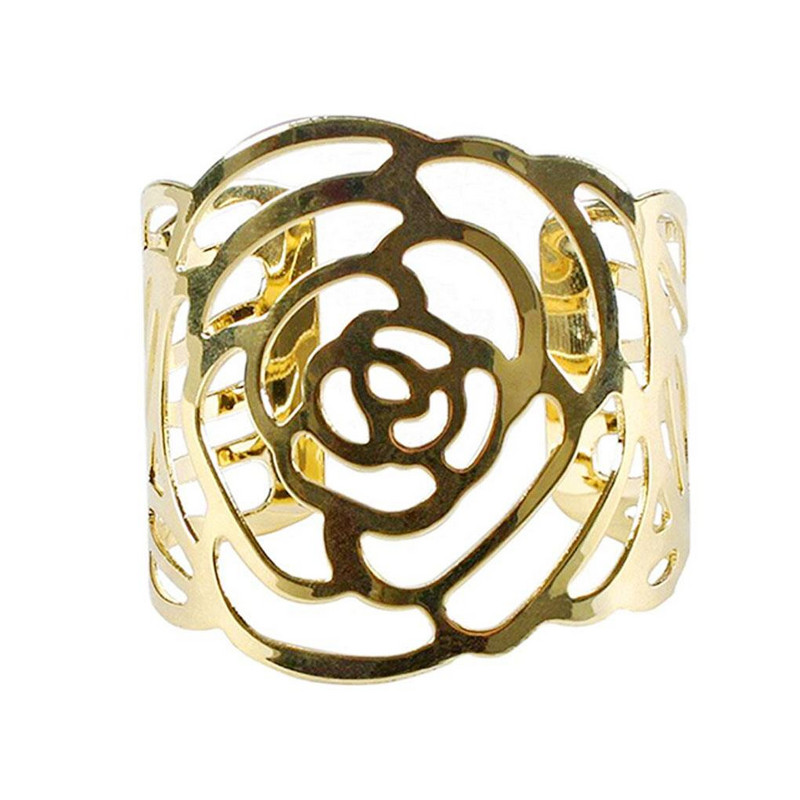 6 gab Metāla galda salvešu turētāji Dobi salvešu gredzeni Rožu salvešu turētājs Kāzu dzimšanas dienas ballītes vakariņu galda dekorēšana