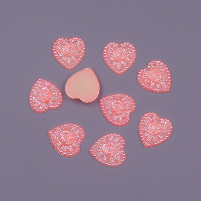 Μίγμα χρώματος 50 τμχ 18mm Σχήμα καρδιάς Χαλαρές χάντρες ABS Απομίμηση Πέρλες Επίπεδες χάντρες DIY Κοσμήματα χειροτεχνία Διακόσμηση λευκώματος