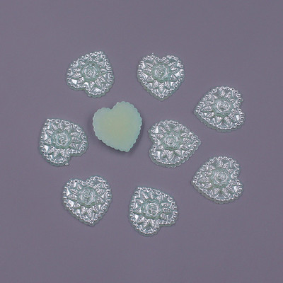 Μίγμα χρώματος 50 τμχ 18mm Σχήμα καρδιάς Χαλαρές χάντρες ABS Απομίμηση Πέρλες Επίπεδες χάντρες DIY Κοσμήματα χειροτεχνία Διακόσμηση λευκώματος