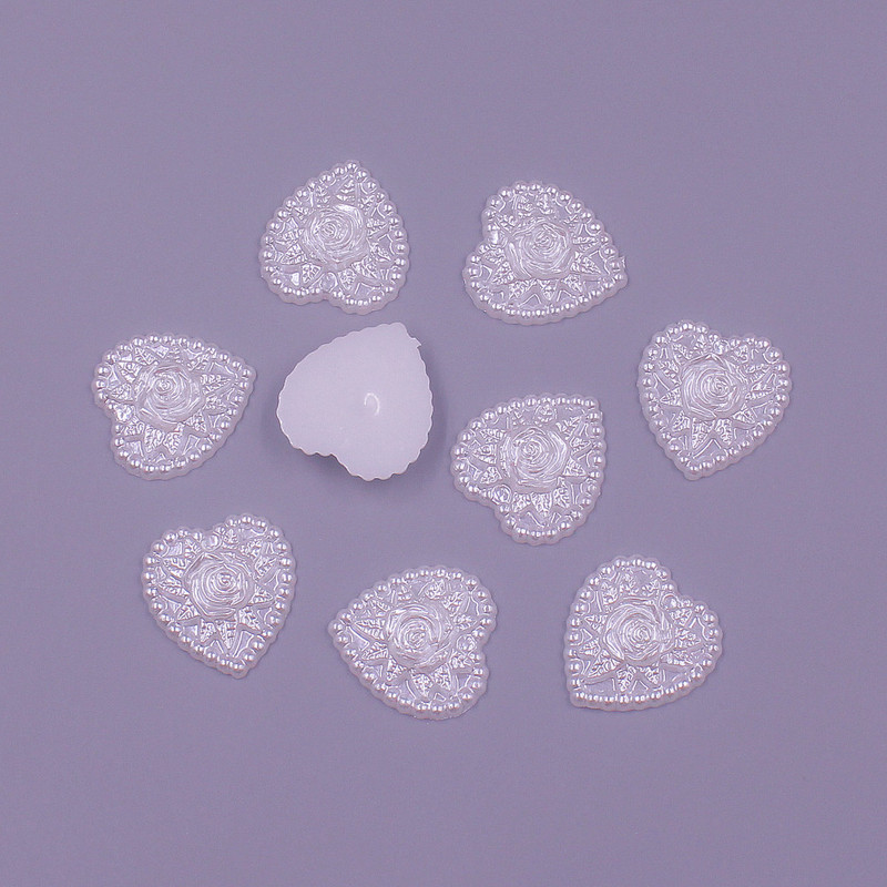 Μίγμα χρώματος 50 τμχ 18mm Σχήμα καρδιάς Χαλαρές χάντρες ABS Απομίμηση Πέρλες Επίπεδες χάντρες DIY Κοσμήματα χειροτεχνία Διακόσμηση λευκώματος