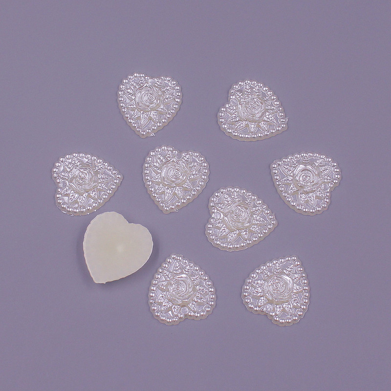 Μίγμα χρώματος 50 τμχ 18mm Σχήμα καρδιάς Χαλαρές χάντρες ABS Απομίμηση Πέρλες Επίπεδες χάντρες DIY Κοσμήματα χειροτεχνία Διακόσμηση λευκώματος