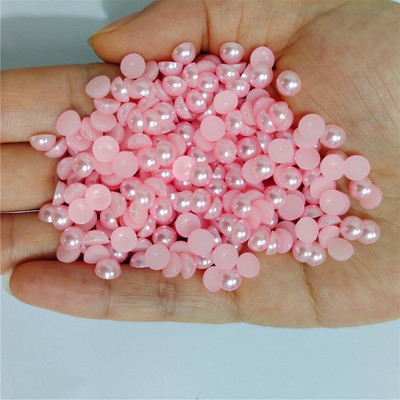 Vairāki izmēri Visas krāsas Pusapaļa Plastmasas Pērle Bez Hotfix Plakana Mugura Nail Art Rhinestones Juvelierizstrādājumu izgatavošana