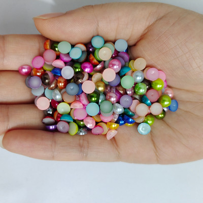 Vairāki izmēri Visas krāsas Pusapaļa Plastmasas Pērle Bez Hotfix Plakana Mugura Nail Art Rhinestones Juvelierizstrādājumu izgatavošana