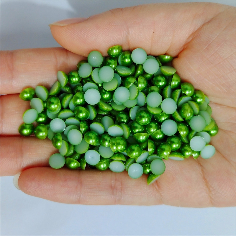 Vairāki izmēri Visas krāsas Pusapaļa Plastmasas Pērle Bez Hotfix Plakana Mugura Nail Art Rhinestones Juvelierizstrādājumu izgatavošana