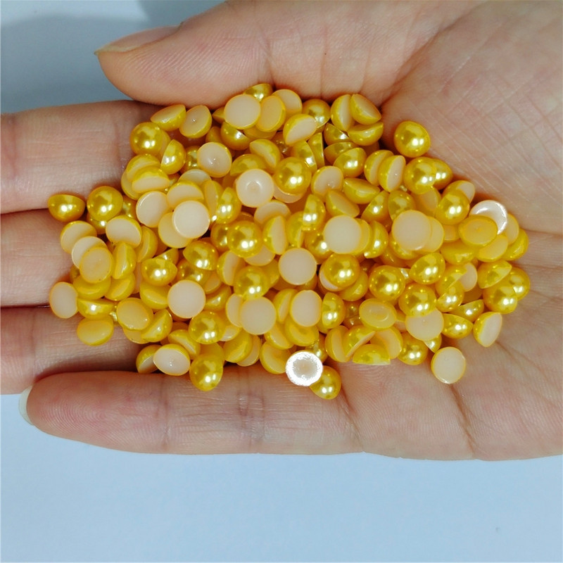 Vairāki izmēri Visas krāsas Pusapaļa Plastmasas Pērle Bez Hotfix Plakana Mugura Nail Art Rhinestones Juvelierizstrādājumu izgatavošana