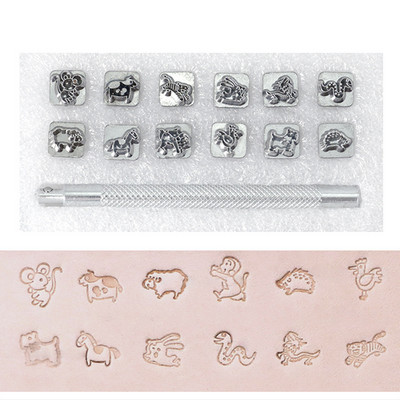 12 gab. Ādas štancēšanas drukāšanas rīki sakausējuma perforators grebšana gravēšana zīmoga vasks ar rokām izgatavotiem šūšanas zīmogiem zīmogiem amatniecības rīks