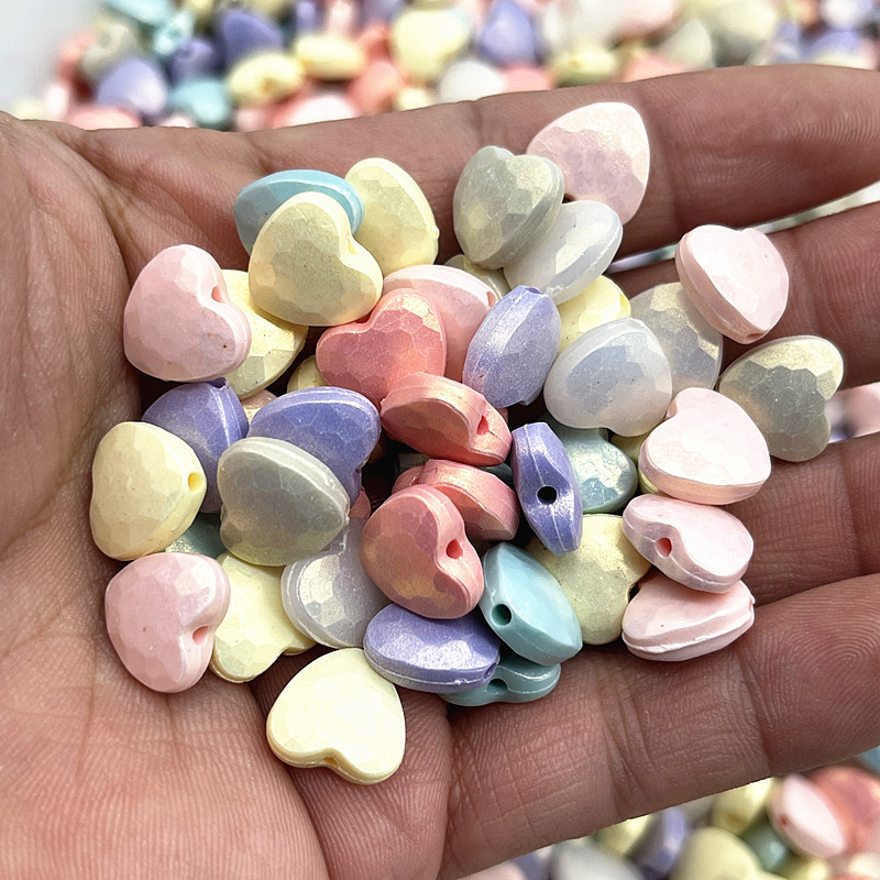 JAUNUMS 30-120gab 11mm Krāsainas Sirds formas Akrils Brīvas starplikas krelles Juvelierizstrādājumu izgatavošanai DIY ar rokām darināti apģērbu aksesuāri