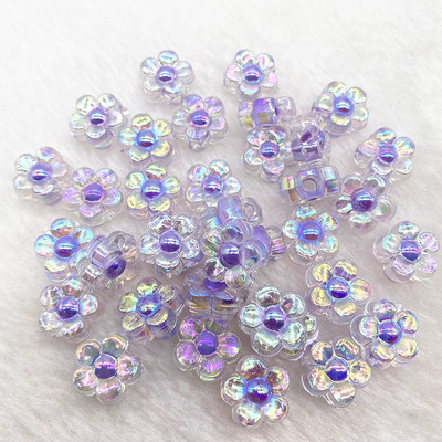 30gab 12mm Matēts Caurspīdīgs AB Krāsa Akrila Ziedu Pērlītes Brīvas Starplikas Pērlītes Juvelierizstrādājumu Izgatavošanai DIY Apģērbu Aksesuāri