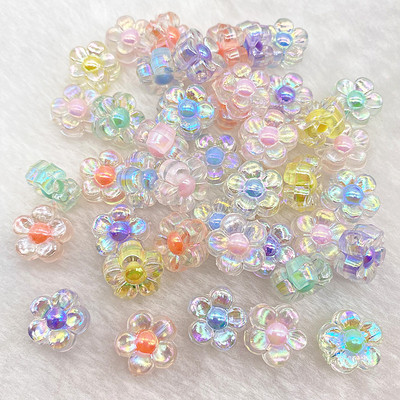 30gab 12mm Matēts Caurspīdīgs AB Krāsa Akrila Ziedu Pērlītes Brīvas Starplikas Pērlītes Juvelierizstrādājumu Izgatavošanai DIY Apģērbu Aksesuāri
