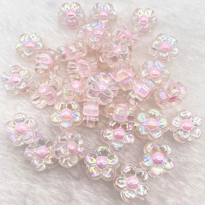 30gab 12mm Matēts Caurspīdīgs AB Krāsa Akrila Ziedu Pērlītes Brīvas Starplikas Pērlītes Juvelierizstrādājumu Izgatavošanai DIY Apģērbu Aksesuāri