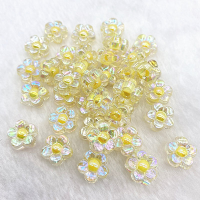 30gab 12mm Matēts Caurspīdīgs AB Krāsa Akrila Ziedu Pērlītes Brīvas Starplikas Pērlītes Juvelierizstrādājumu Izgatavošanai DIY Apģērbu Aksesuāri