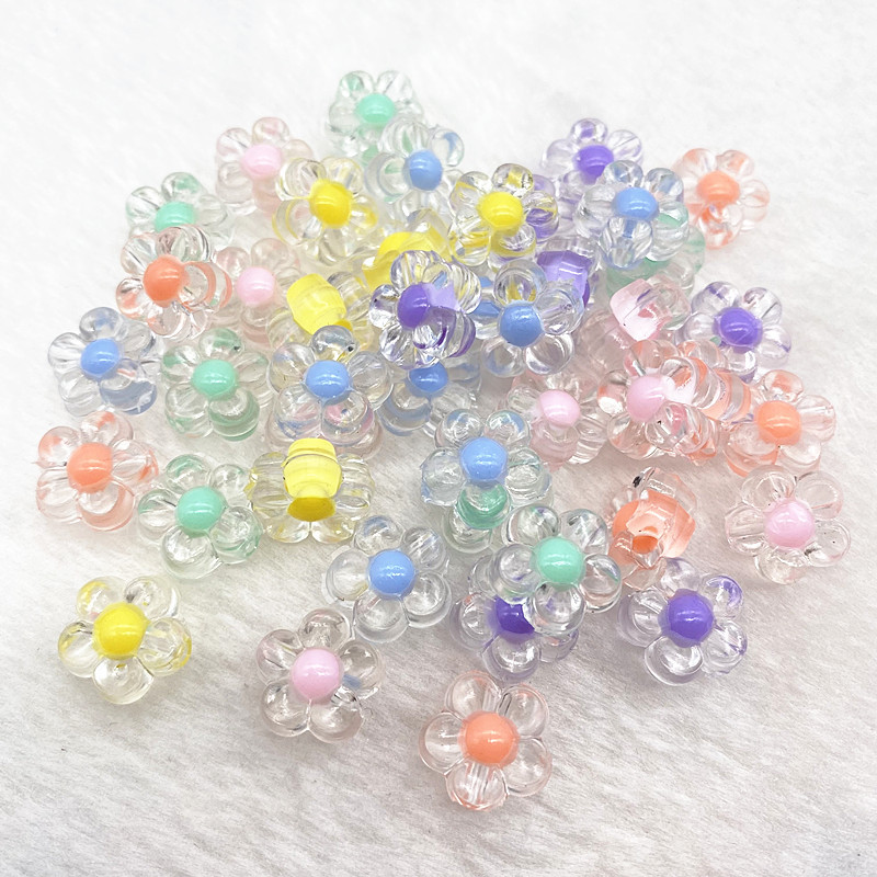 30gab 12mm Matēts Caurspīdīgs AB Krāsa Akrila Ziedu Pērlītes Brīvas Starplikas Pērlītes Juvelierizstrādājumu Izgatavošanai DIY Apģērbu Aksesuāri