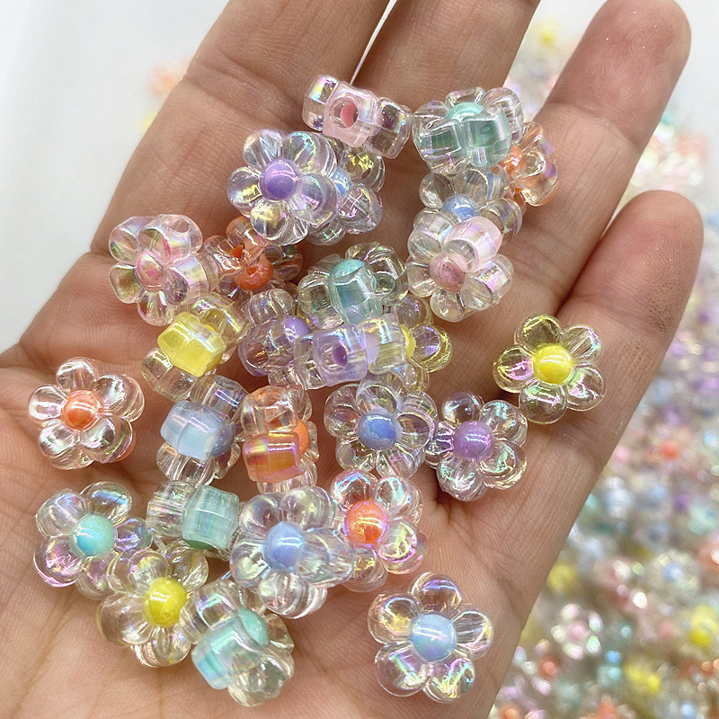 30gab 12mm Matēts Caurspīdīgs AB Krāsa Akrila Ziedu Pērlītes Brīvas Starplikas Pērlītes Juvelierizstrādājumu Izgatavošanai DIY Apģērbu Aksesuāri