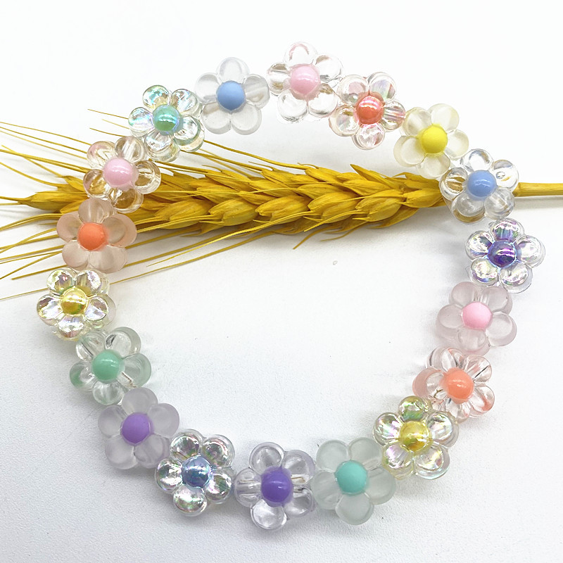 30gab 12mm Matēts Caurspīdīgs AB Krāsa Akrila Ziedu Pērlītes Brīvas Starplikas Pērlītes Juvelierizstrādājumu Izgatavošanai DIY Apģērbu Aksesuāri