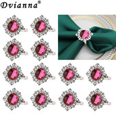 12 gab. Mirdzoši kristāla salvešu gredzeni rozā dimanta salvešu turētājs kāzu dzimšanas dienas dāvanu pusdienu galda dekorēšanai HWD75