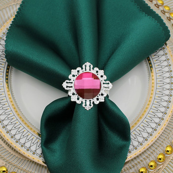 12 τμχ Γυαλιστερή κρυστάλλινα δαχτυλίδια χαρτοπετσέτας ροζ διαμαντένια θήκη για δώρο γενεθλίων γάμου Διακόσμηση τραπεζαρίας HWD75