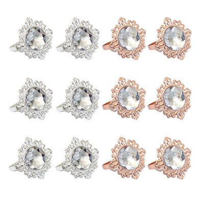 12 gab. Mirdzoši kristāla salvešu gredzeni rozā dimanta salvešu turētājs kāzu dzimšanas dienas dāvanu pusdienu galda dekorēšanai HWD75