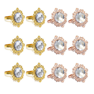 12 gab. Mirdzoši kristāla salvešu gredzeni rozā dimanta salvešu turētājs kāzu dzimšanas dienas dāvanu pusdienu galda dekorēšanai HWD75