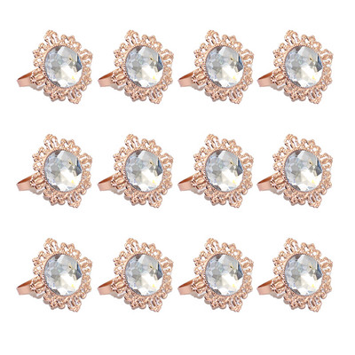 12 gab. Mirdzoši kristāla salvešu gredzeni rozā dimanta salvešu turētājs kāzu dzimšanas dienas dāvanu pusdienu galda dekorēšanai HWD75