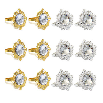 12 gab. Mirdzoši kristāla salvešu gredzeni rozā dimanta salvešu turētājs kāzu dzimšanas dienas dāvanu pusdienu galda dekorēšanai HWD75