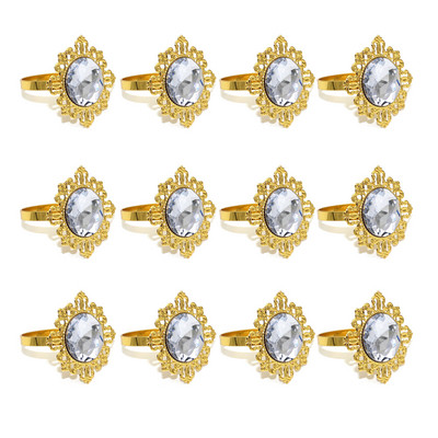 12 gab. Mirdzoši kristāla salvešu gredzeni rozā dimanta salvešu turētājs kāzu dzimšanas dienas dāvanu pusdienu galda dekorēšanai HWD75