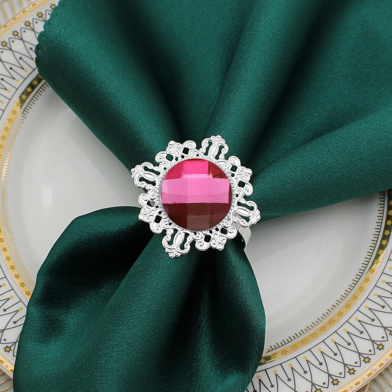 12 gab. Mirdzoši kristāla salvešu gredzeni rozā dimanta salvešu turētājs kāzu dzimšanas dienas dāvanu pusdienu galda dekorēšanai HWD75