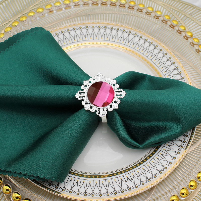 12 gab. Mirdzoši kristāla salvešu gredzeni rozā dimanta salvešu turētājs kāzu dzimšanas dienas dāvanu pusdienu galda dekorēšanai HWD75