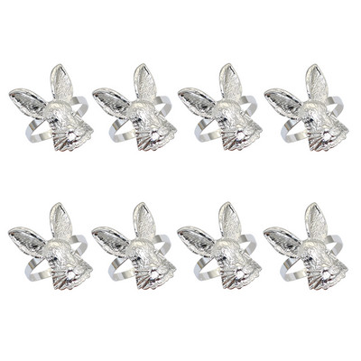 Dvianna 8Gb Lieldienu zaķa salvešu gredzenu turētājs Lieldienu Pateicības diena Halovīni Ziemassvētki Mājas Kāzu galda noformējums HWH22