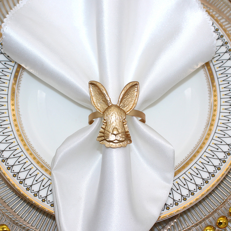 Dvianna 8Gb Lieldienu zaķa salvešu gredzenu turētājs Lieldienu Pateicības diena Halovīni Ziemassvētki Mājas Kāzu galda noformējums HWH22