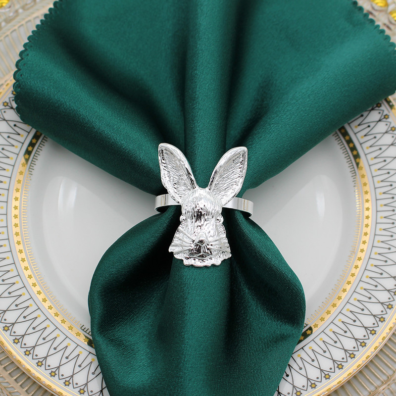 Dvianna 8Gb Lieldienu zaķa salvešu gredzenu turētājs Lieldienu Pateicības diena Halovīni Ziemassvētki Mājas Kāzu galda noformējums HWH22