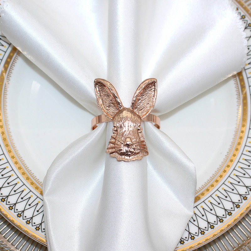 Dvianna 8Gb Lieldienu zaķa salvešu gredzenu turētājs Lieldienu Pateicības diena Halovīni Ziemassvētki Mājas Kāzu galda noformējums HWH22