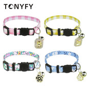 Kaķa kaklasiksna ar regulējamu kucēnu apdruku kaklarota ar zvaniņu mazam sunim un kaķēnam āra pastaigām, mājdzīvnieku apkakles piederumi pret nozaudēšanu