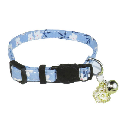 Kaķa kaklasiksna ar regulējamu kucēnu apdruku kaklarota ar zvaniņu mazam sunim un kaķēnam āra pastaigām, mājdzīvnieku apkakles piederumi pret nozaudēšanu