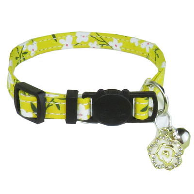 Kaķa kaklasiksna ar regulējamu kucēnu apdruku kaklarota ar zvaniņu mazam sunim un kaķēnam āra pastaigām, mājdzīvnieku apkakles piederumi pret nozaudēšanu