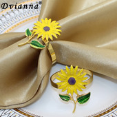 6/8gab Saulespuķu salvešu gredzeni Pateicības dienas rudens salvešu turētāji Gredzens lauku mājas salvetes turētāja galda noformējums HWE28