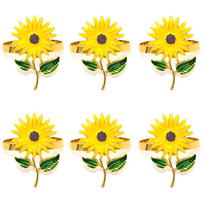 6/8gab Saulespuķu salvešu gredzeni Pateicības dienas rudens salvešu turētāji Gredzens lauku mājas salvetes turētāja galda noformējums HWE28