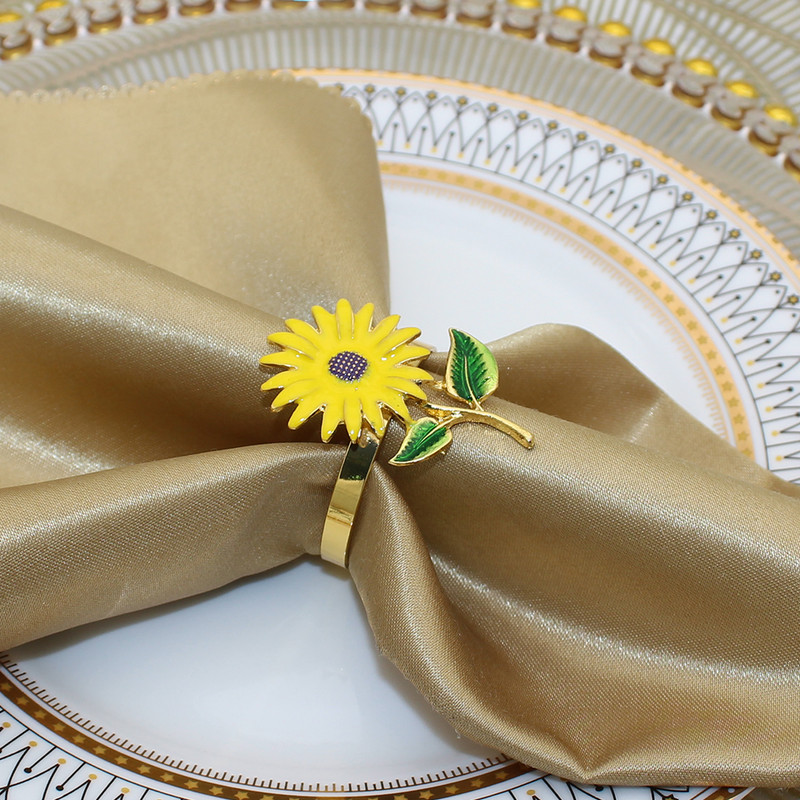 6/8gab Saulespuķu salvešu gredzeni Pateicības dienas rudens salvešu turētāji Gredzens lauku mājas salvetes turētāja galda noformējums HWE28